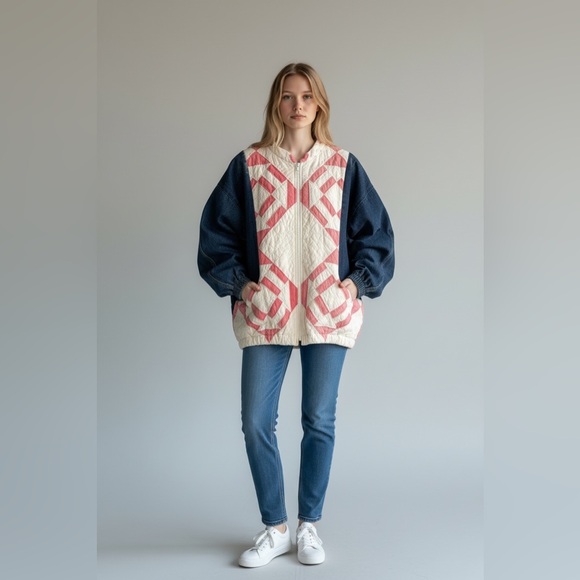 Scott August Jackets & Blazers - Patchwork Quilt Denim Jacket Size Large